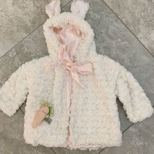 Bunnies By The Bay Cuddle Coat Infant Girls 0-12 Months Easter White Pink Spring